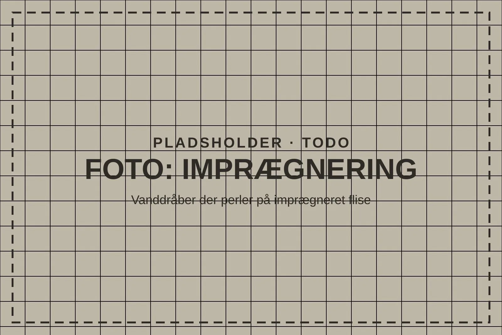 Vanddråber, der perler på en imprægneret flise (pladsholder)